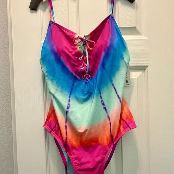 NWT Lucky Brand womens Letting Go Lace-up One-piece Swimsuit - Large - Picture 5 of 7